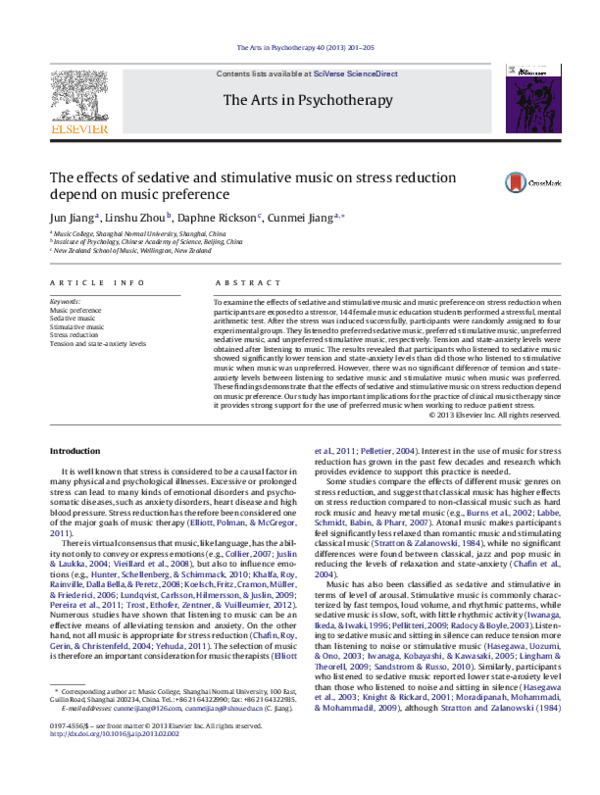 (PDF) The effects of sedative and stimulative music on stress reduction ...