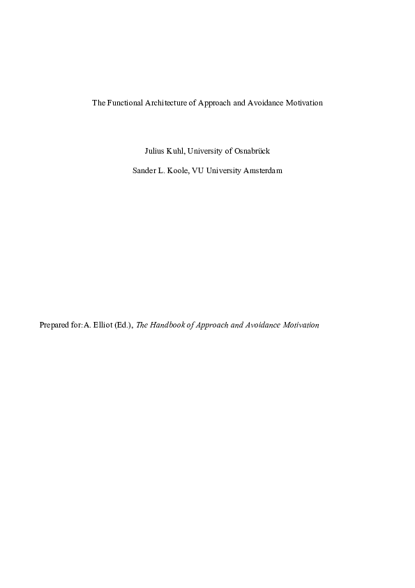(DOC) The Functional Architecture of Approach and Avoidance Motivation.