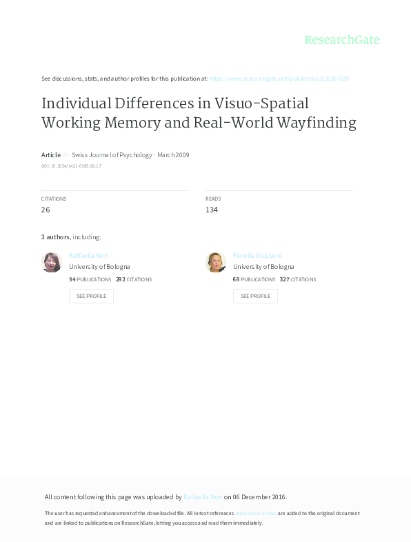 (PDF) Individual differences in visuo-spatial working memory and real ...