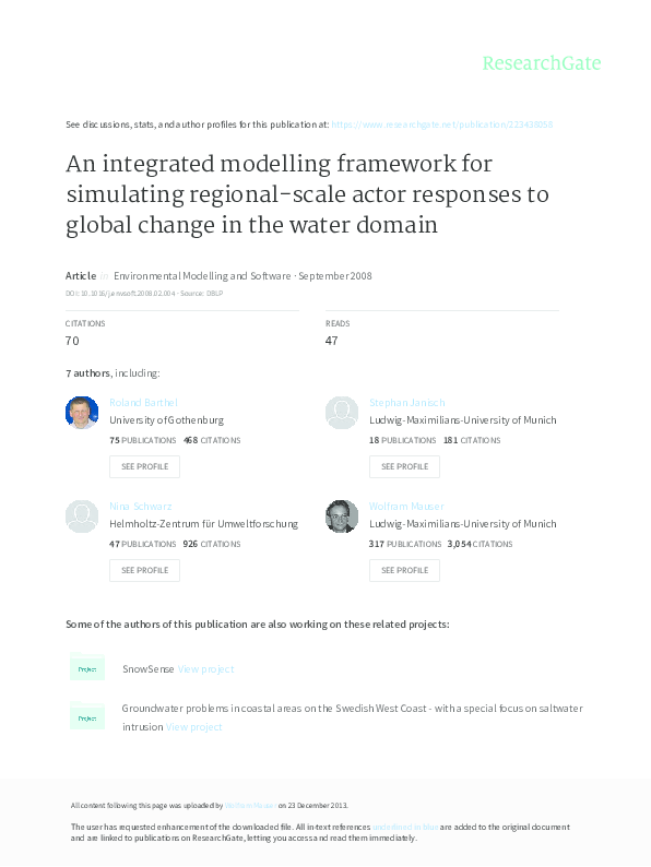 (PDF) An integrated modelling framework for simulating regional-scale ...