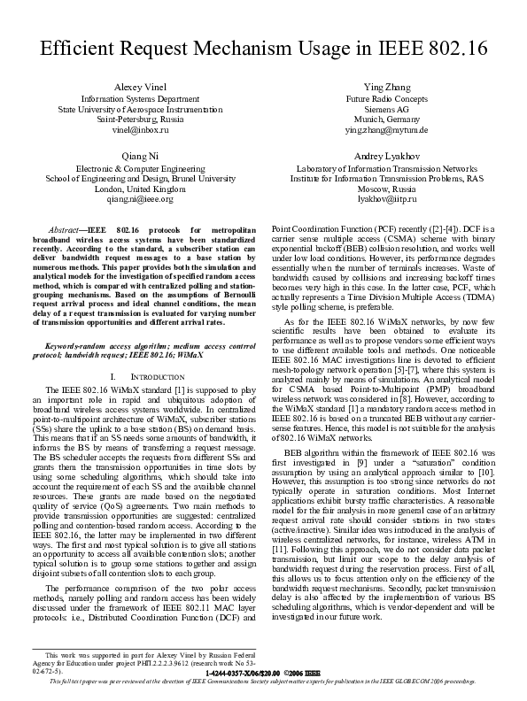 (PDF) WLC22-4: Efficient Request Mechanism Usage in IEEE 802.16