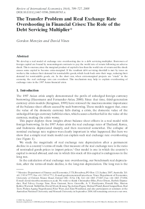 (PDF) The Transfer Problem and Real Exchange Rate Overshooting in ...
