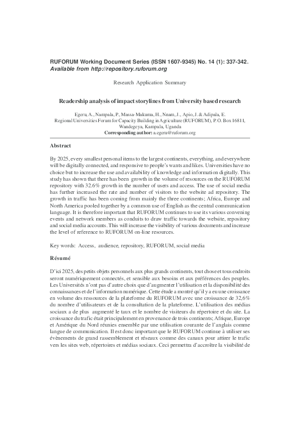 (PDF) Readership analysis of impact storylines from University based ...