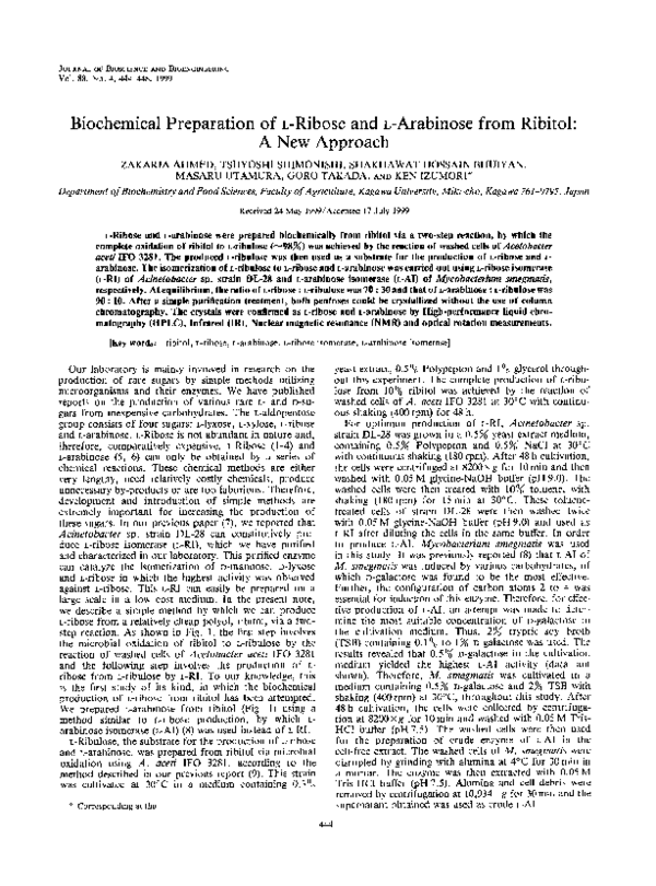 (PDF) Biochemical preparation of L-ribose and L-arabinose from ribitol ...