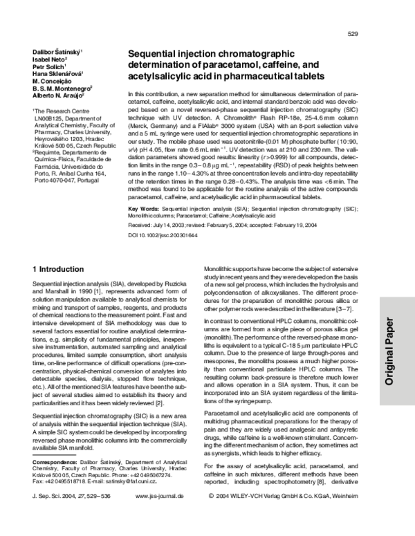 (PDF) Sequential injection chromatographic determination of paracetamol ...