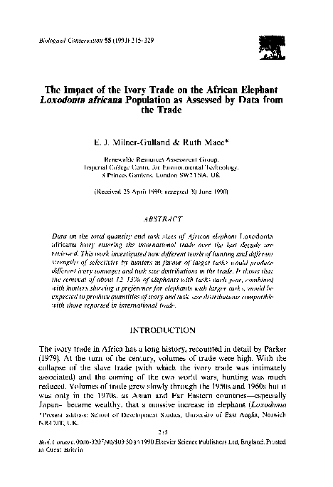 (PDF) The impact of the ivory trade on the African elephant Loxodonta ...