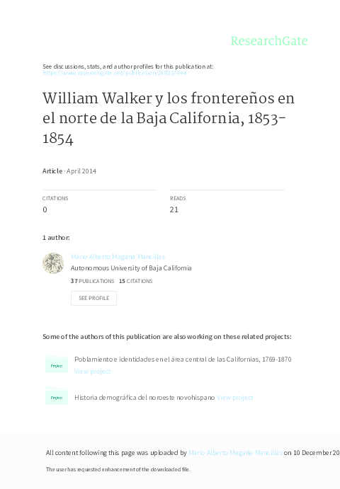 (PDF) William Walker y los frontereños en el norte de la Baja