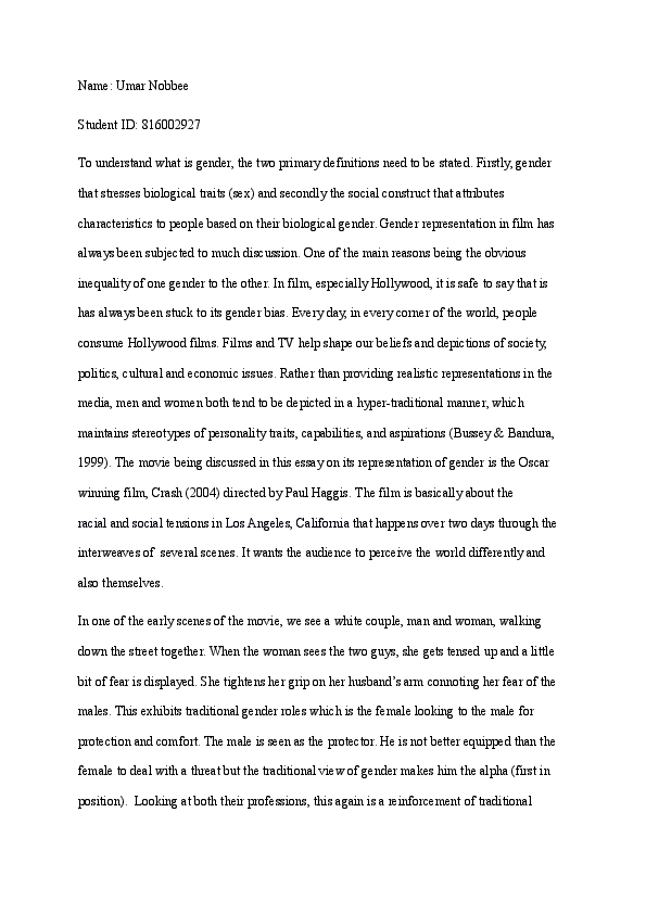 High School Reflective Essay Docx Last Year Of High School Essay also Examples Of An Essay Paper Crash Gender Representation Umar Nobbee Academiaedu Argumentative Essay Proposal