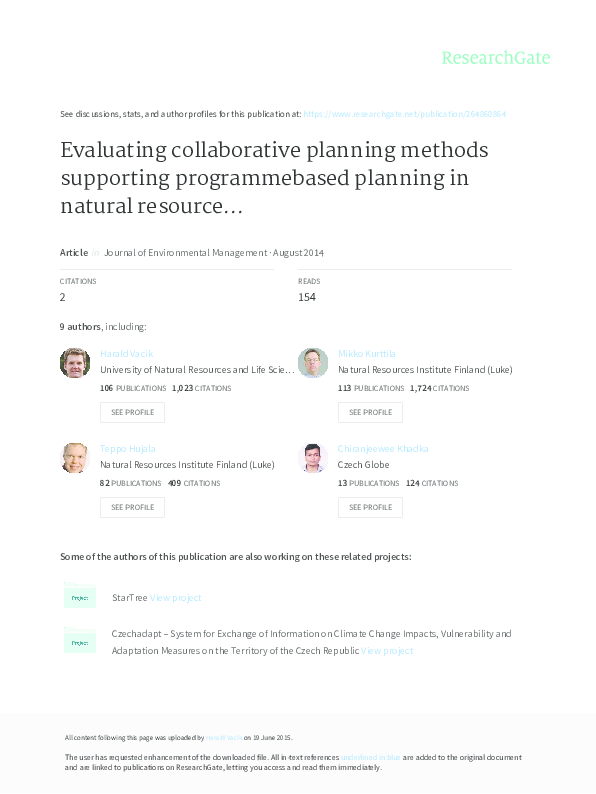 (PDF) Evaluating collaborative planning methods supporting ...