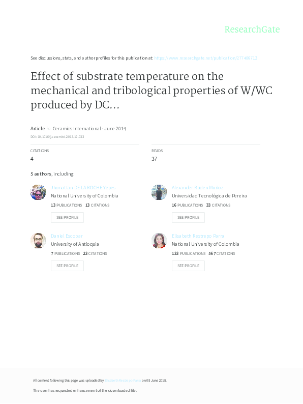 (PDF) Effect of substrate temperature on the mechanical and ...