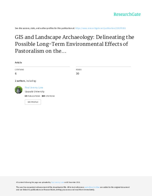(PDF) GIS and Landscape Archaeology Delineating the Possible LongTerm