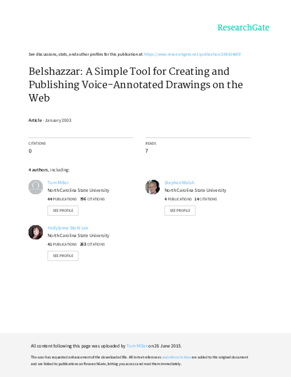 (PDF) Belshazzar A Simple Tool for Creating and Publishing VoiceAnnotated Drawings on the 