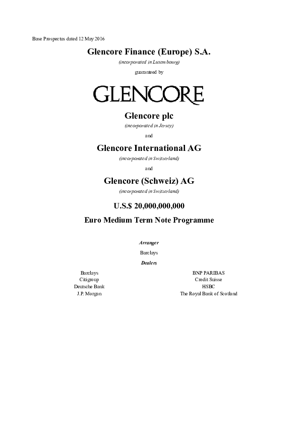 (PDF) Glencore plc Glencore International AG