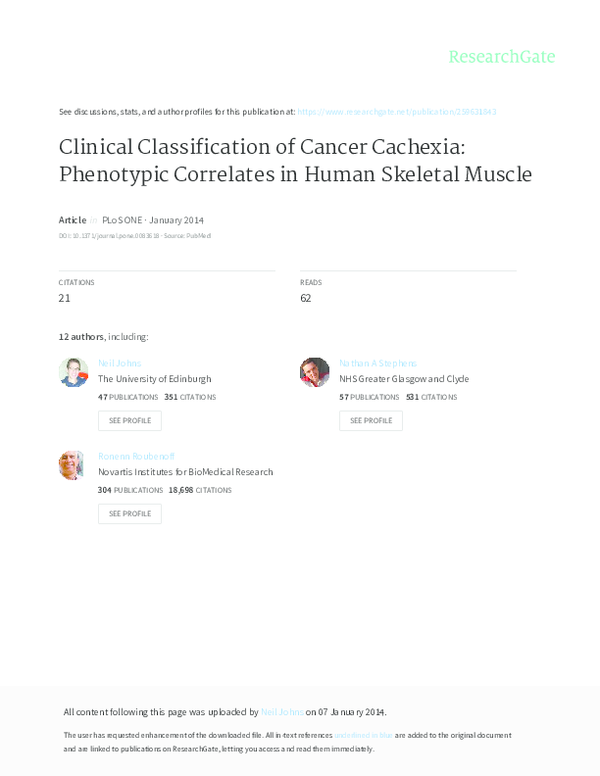 (PDF) Clinical Classification of Cancer Cachexia: Phenotypic Correlates ...