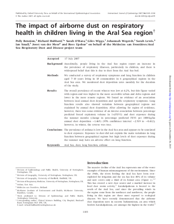 (PDF) The impact of airborne dust on respiratory health in children