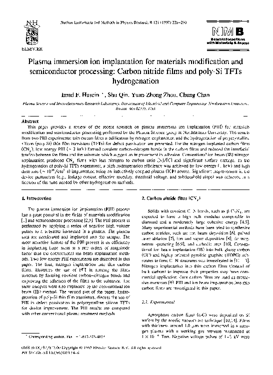(PDF) Plasma immersion ion implantation for materials modification and ...