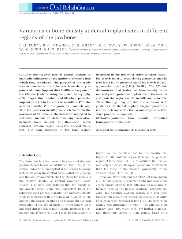 (PDF) Variations in bone density at dental implant sites in different ...
