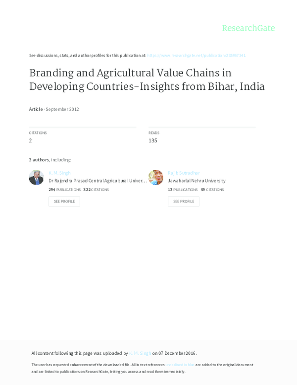(PDF) Branding and agricultural value chains in developing countries ...