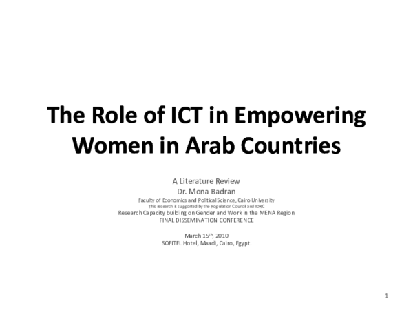 (PDF) The Role of ICT in Empowering Women in Arab Countries, A ...