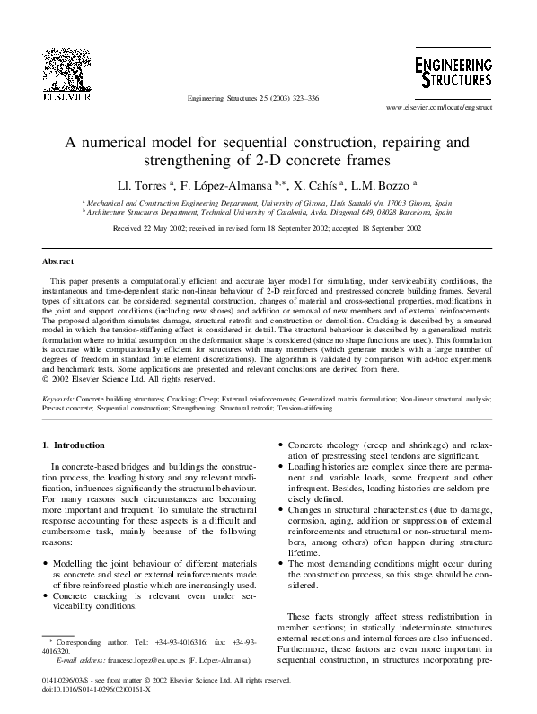 (PDF) A numerical model for sequential construction, repairing and