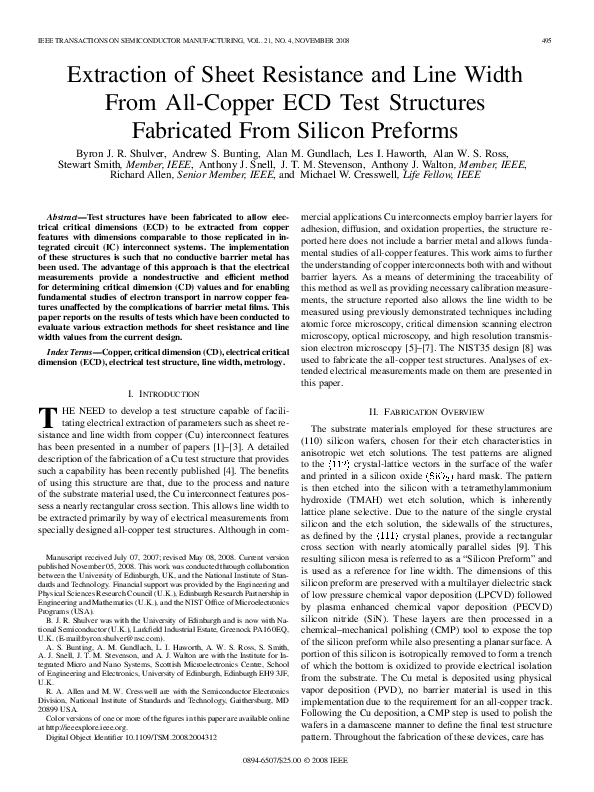 (PDF) Extraction of Sheet Resistance and Line Width From All-Copper ECD ...