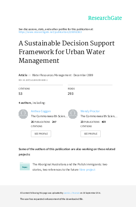 (PDF) A sustainable decision support framework for urban water management