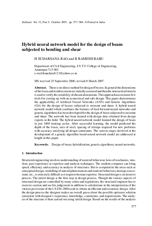 (PDF) Hybrid neural network model for the design of beam subjected to ...