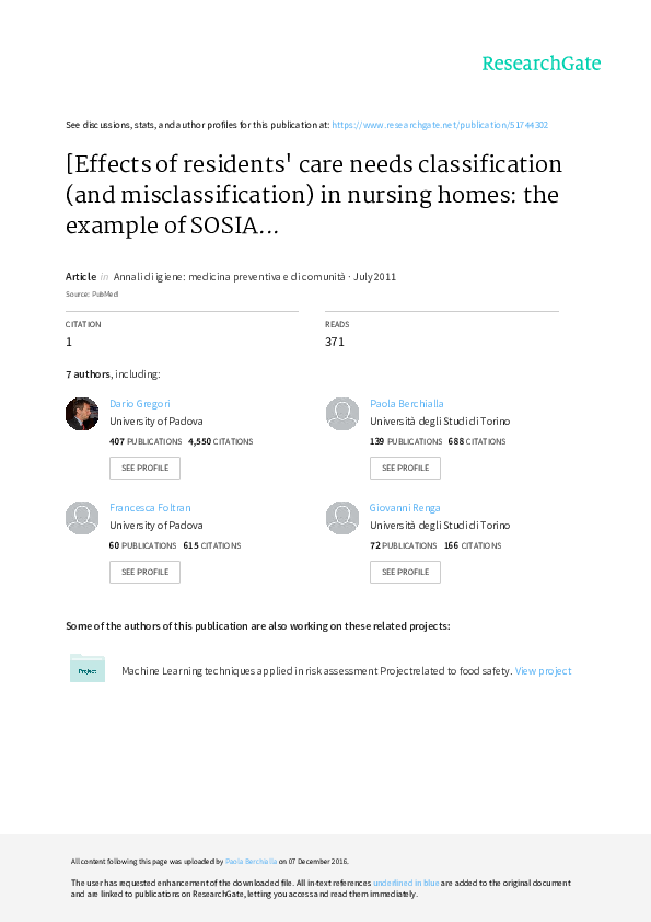 (PDF) [Effects of residents' care needs classification (and