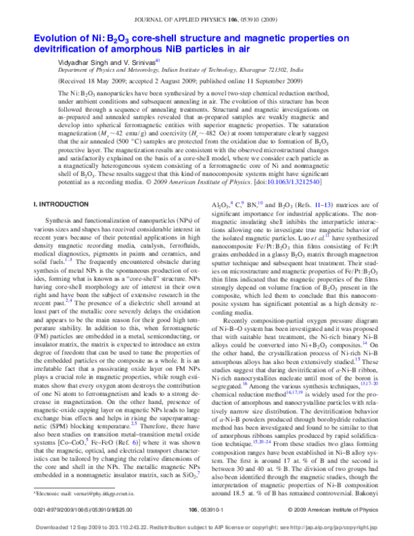 (PDF) Evolution of Ni: BO core-shell structure and magnetic properties ...