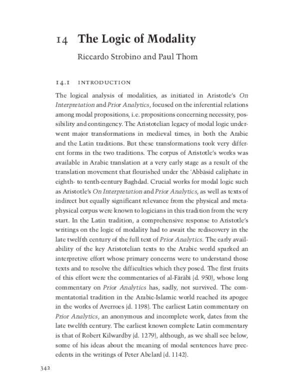 (PDF) The Logic of Modality (with P. Thom, from the Cambridge Companion ...