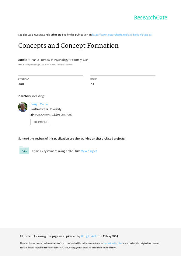 Pdf Concepts And Concept Formation