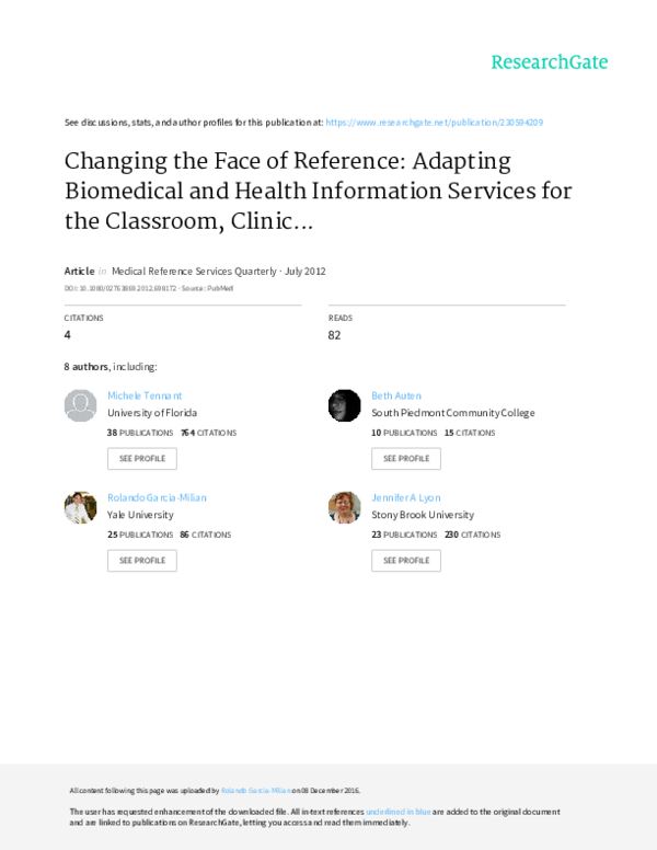 (PDF) Changing the face of reference adapting biomedical and health