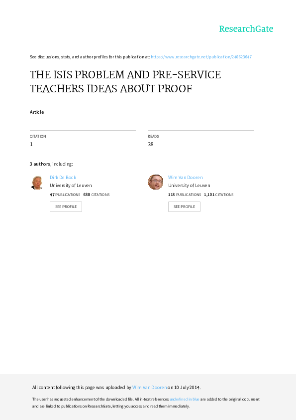 (PDF) The Isis Problem and PreService Teachers Ideas