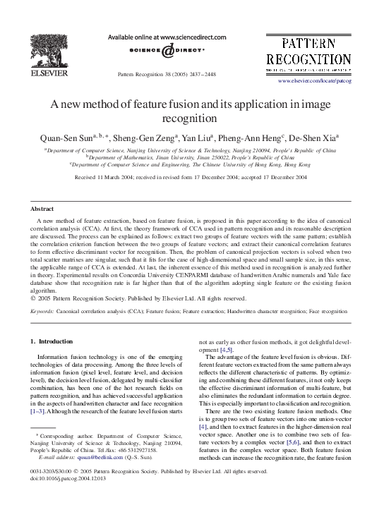 (PDF) A new method of feature fusion and its application in image ...