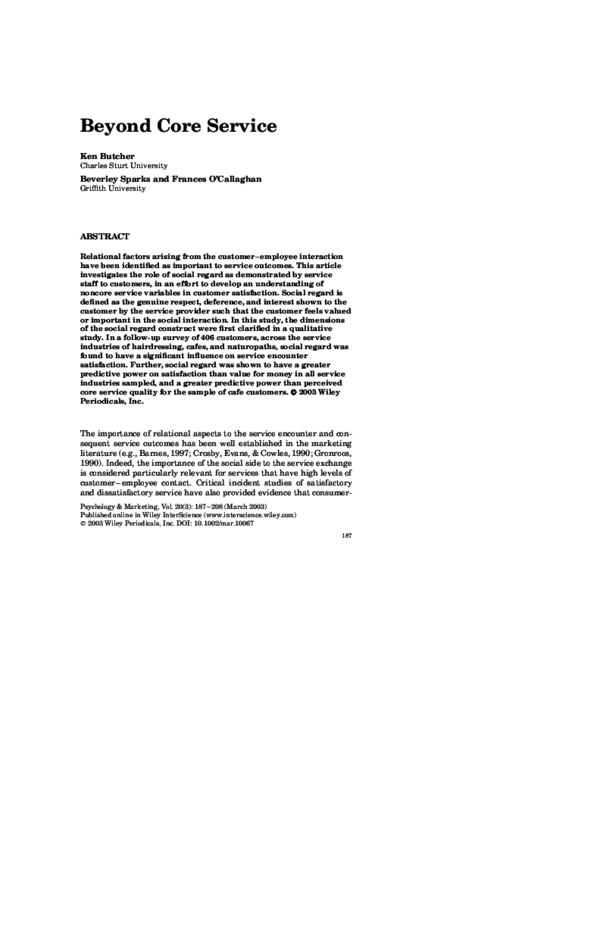 (PDF) Beyond core service