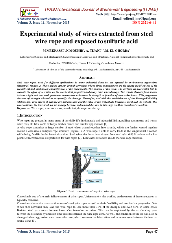 (PDF) Experimental study of wires extracted from steel