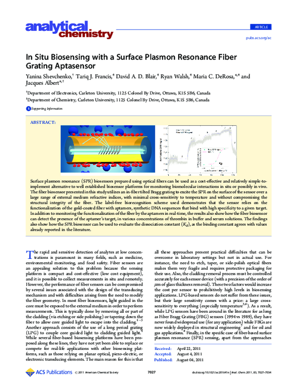 (PDF) In situ biosensing with a surface plasmon resonance fiber grating ...