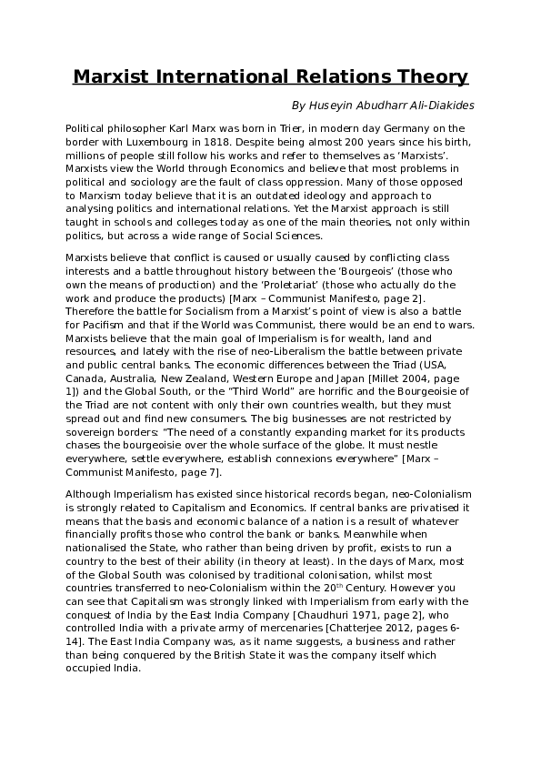 (DOC) Marxist International Relations Theory Huseyin A AliDiakides