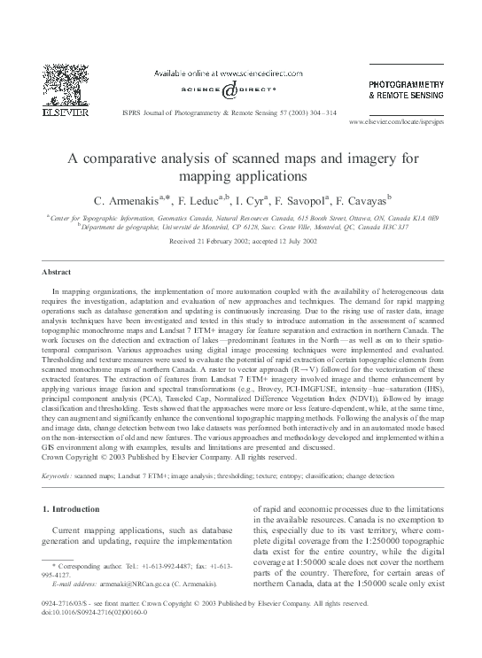 (PDF) A comparative analysis of scanned maps and imagery for mapping ...