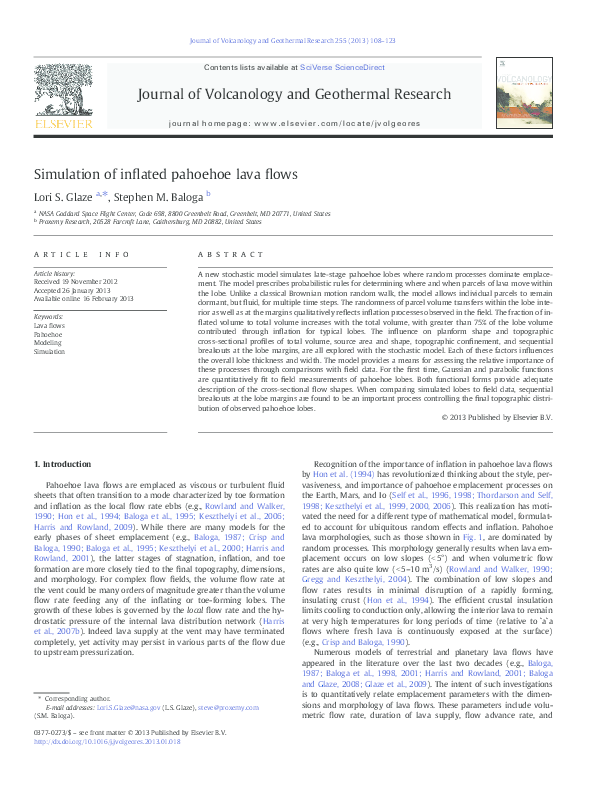 (PDF) Simulation of inflated pahoehoe lava flows