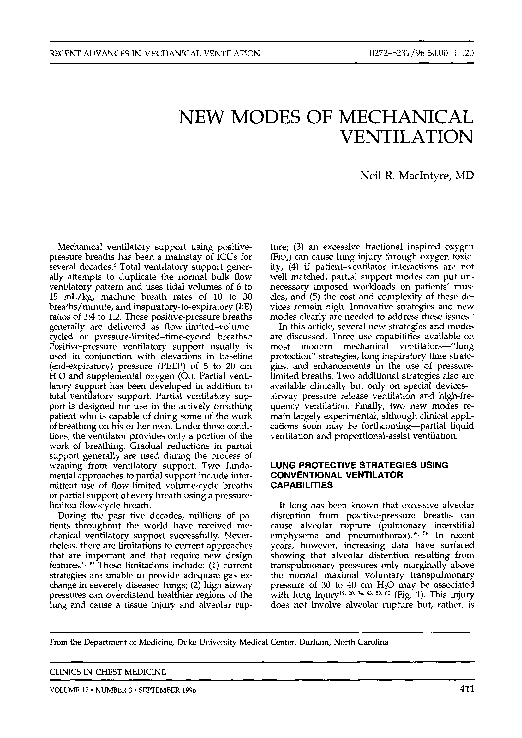 (PDF) New Modes of Mechanical Ventilation