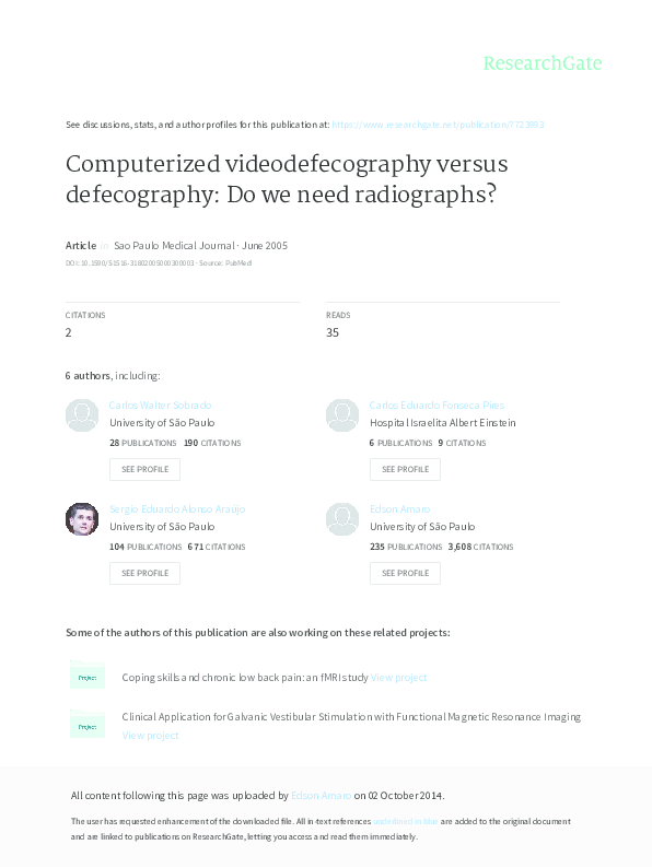 (PDF) Computerized videodefecography versus defecography: do we need ...