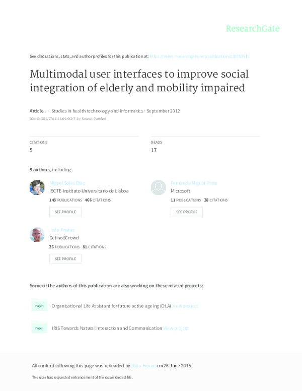 (PDF) Multimodal user interfaces to improve social integration of ...