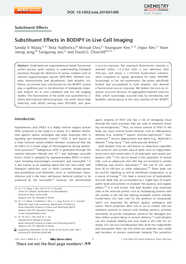 (PDF) Substituent Effects in BODIPY in Live Cell Imaging