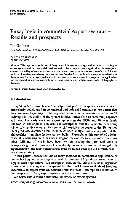 (PDF) Fuzzy logic in commercial expert systems — Results and prospects