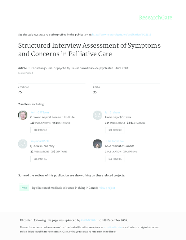 (PDF) Structured interview assessment of symptoms and concerns in ...