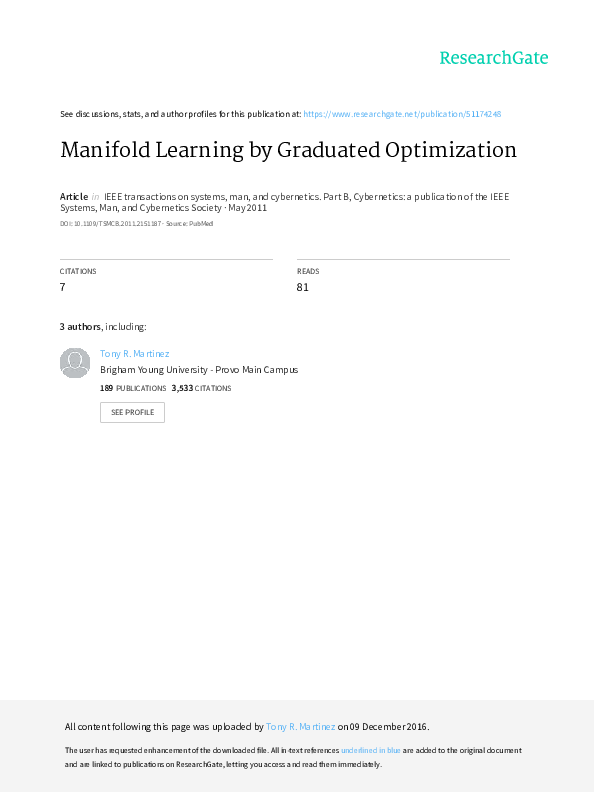 (PDF) Manifold Learning by Graduated Optimization