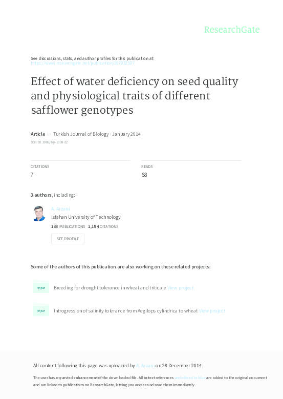(PDF) Effect of water deficiency on seed quality and physiological ...