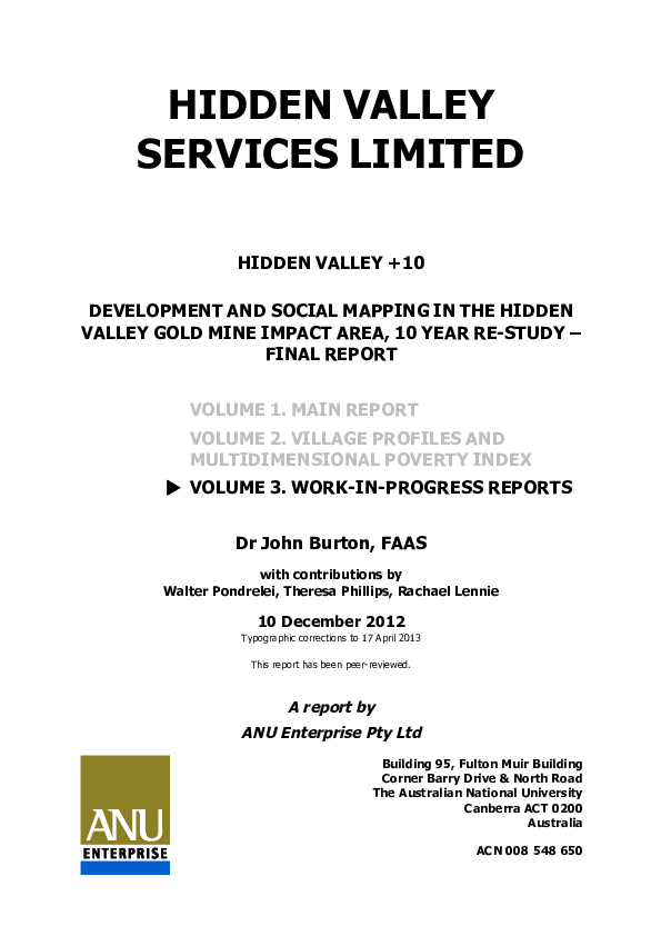 Pdf Hv Social Baseline Update Final Vol 3 17 April 2013 Pdf John Burton Academia Edu