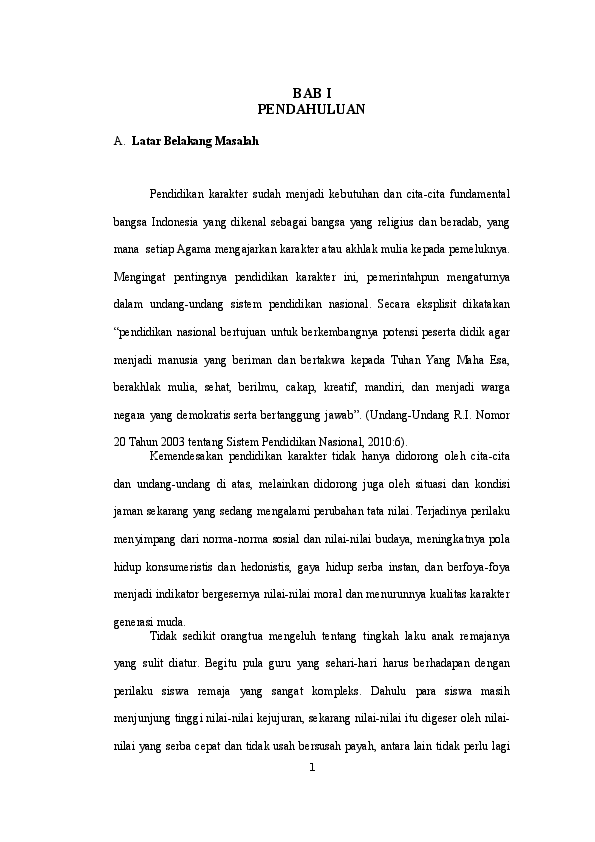 Doc Tesis Manajemen Pendidikan Karakter Bab I 5 Martha Goni Academia Edu